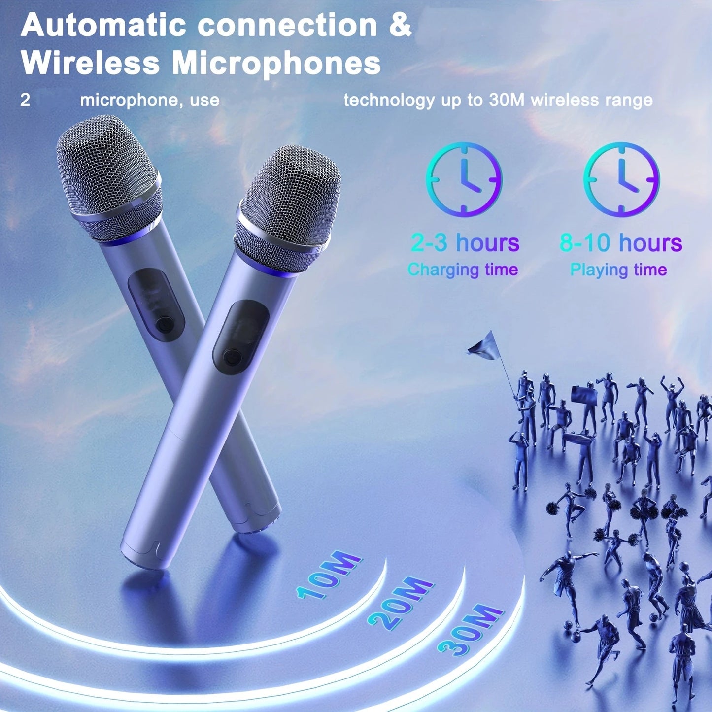 Wireless LED Bluetooth Speaker, Karaoke Machine with 2 Microphone