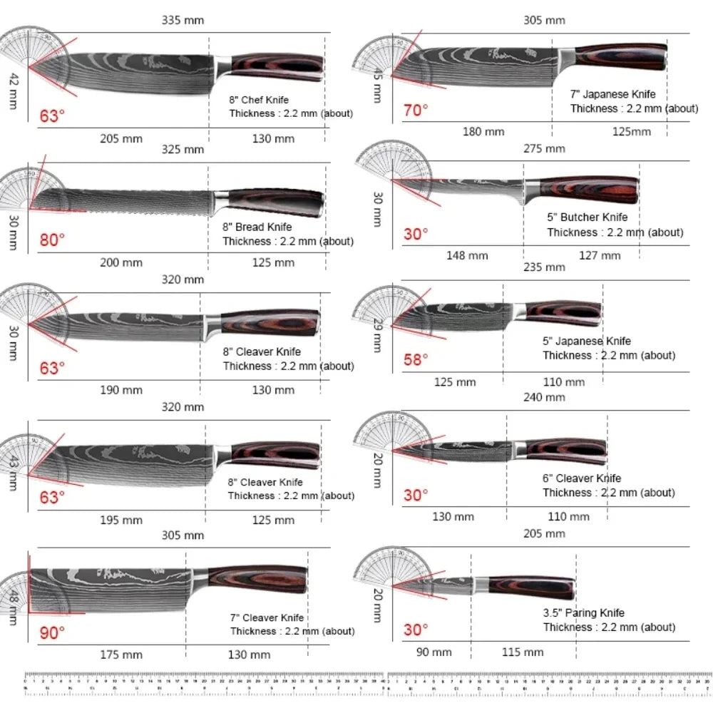 8 PCS Kitchen Knives Set Stainless Steel