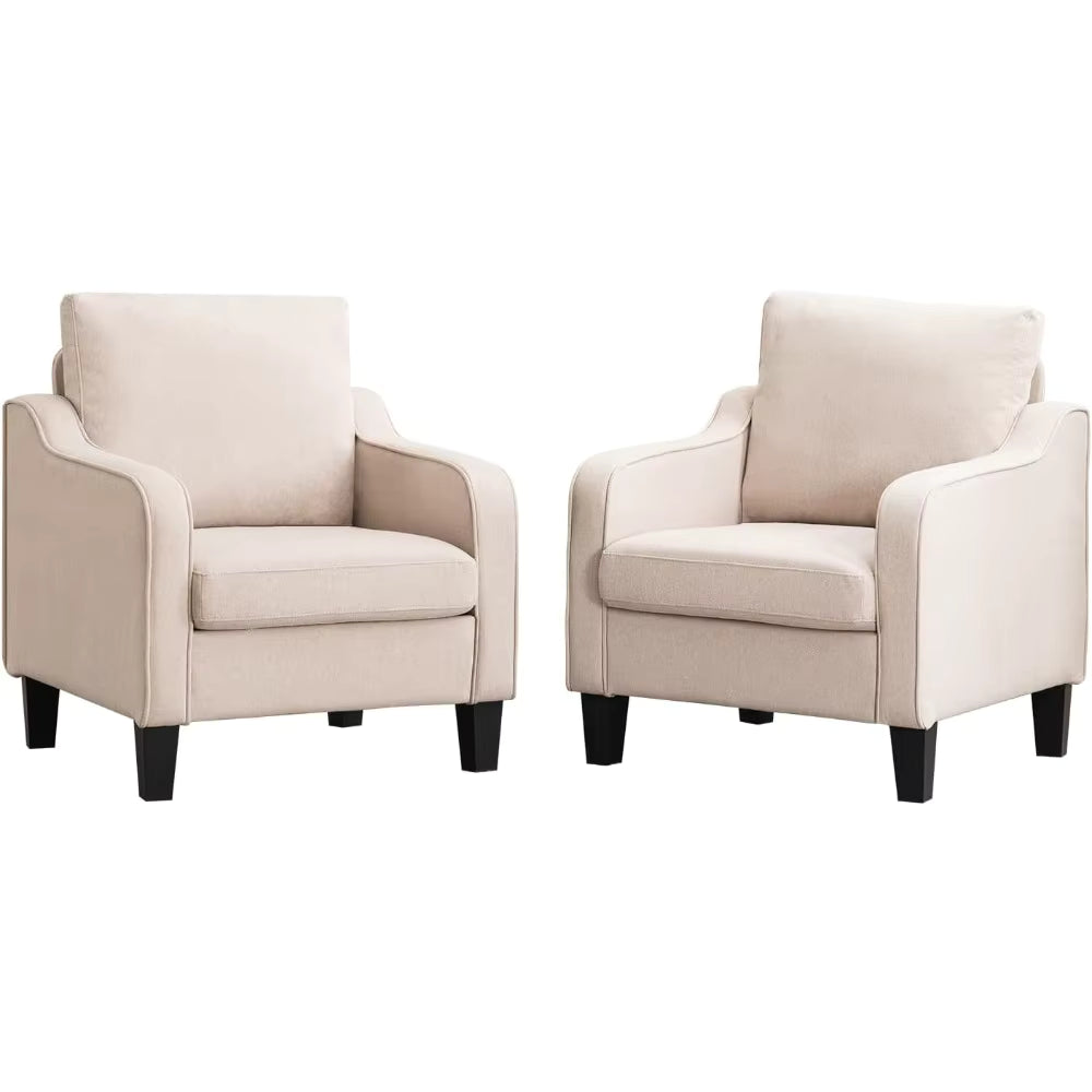 Beige Accent Chair Comfy, Plush  Reading Nook & Corner Chairs