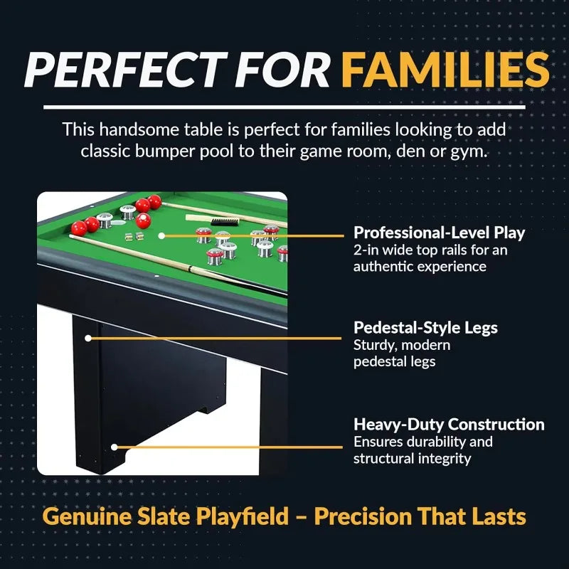 Bumper Pool Table – Includes Cues, Billiard Balls –for Adults & Kids