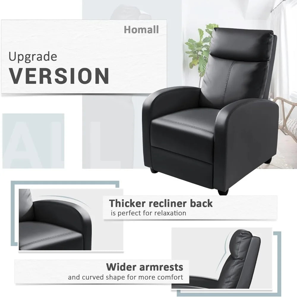 Modern Recliner Chair Padded Seat PU Leather for Living Room