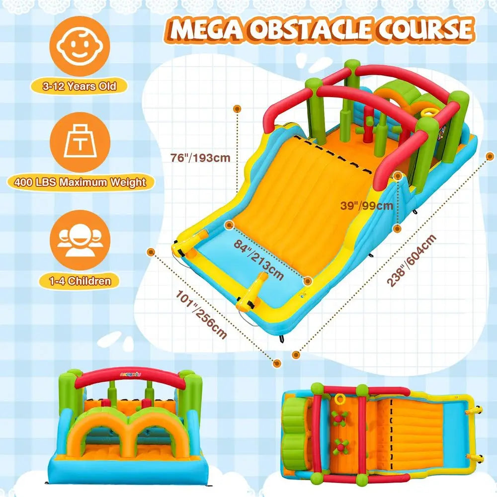 Inflatable Obstacle Course Bounce House with Water Play