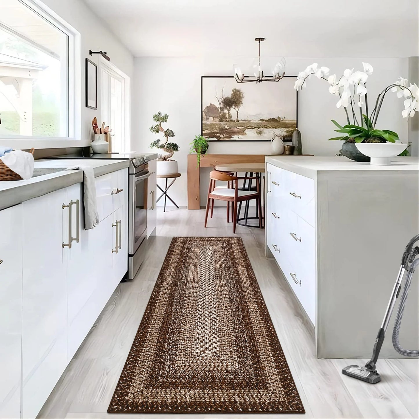 Washable Area Rugs Modern Braided Print Non Slip