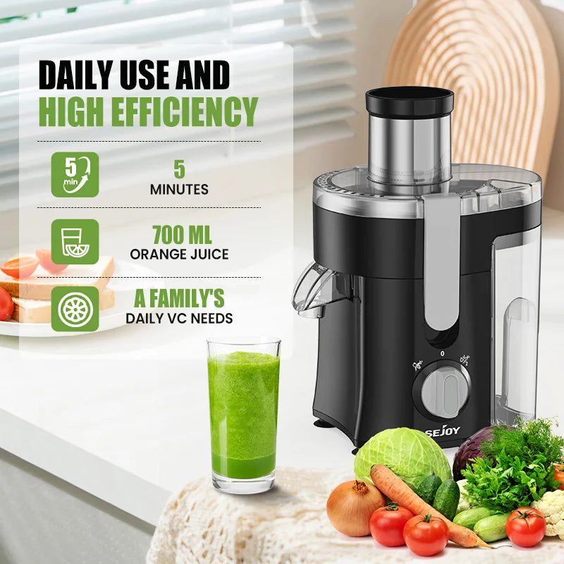 Compact Fruit Juicer, Multiple Safety Features, Centrifugal Extractor Speed, Adjustable