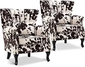 Accent Reading Arm Chairs Set of 2 with Tufted Back