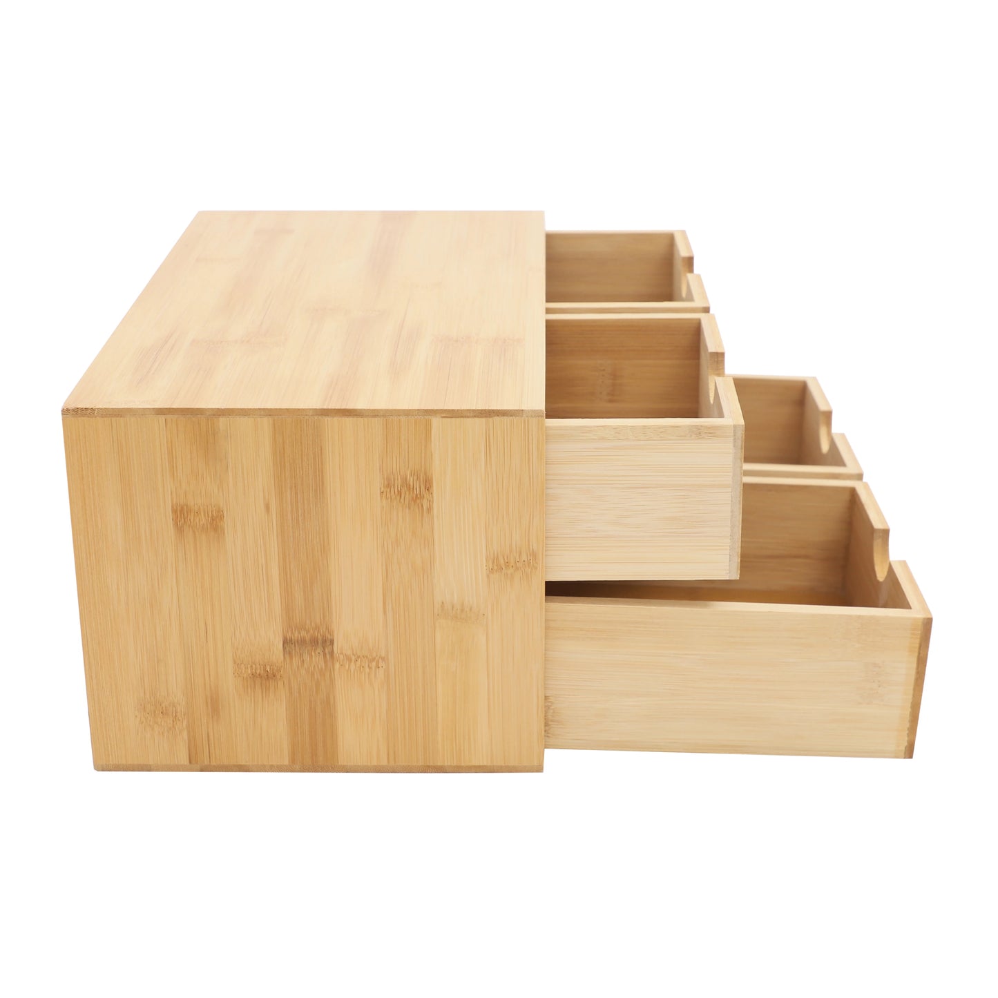 4-Drawer Desktop Organizer Bamboo Tabletop Storage Organization Box