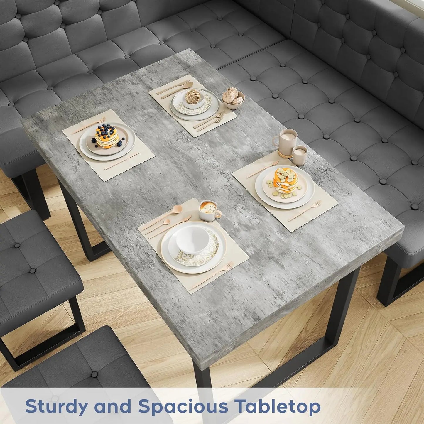 Modern Corner Dining Table Set, 5 Piece Set with Storage Bench