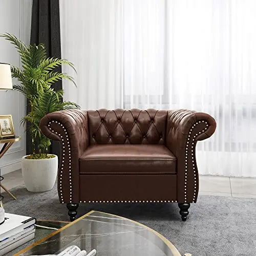 2pc Modern Tufted Sofa Set With Button & Nailhead Trim