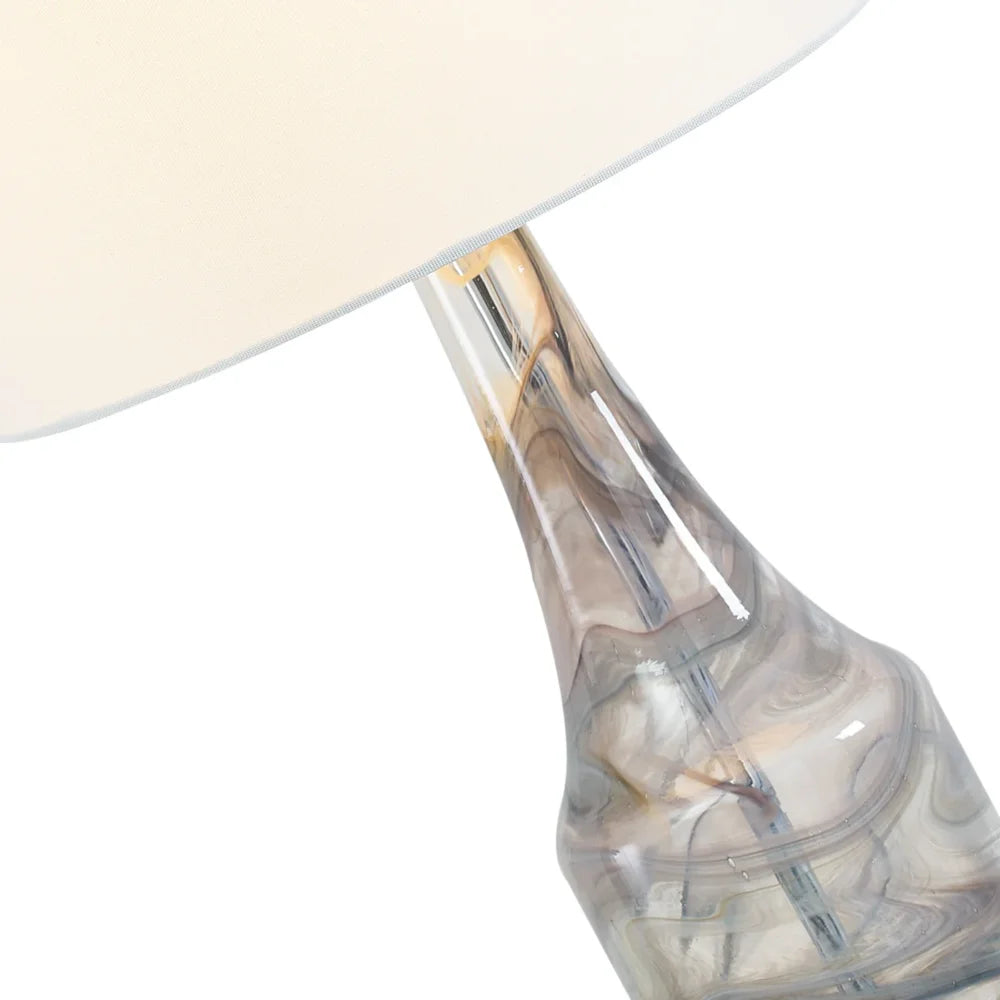 Glass Table Lamp Set of 2, 3-Way Dimmable Bedside Lamp