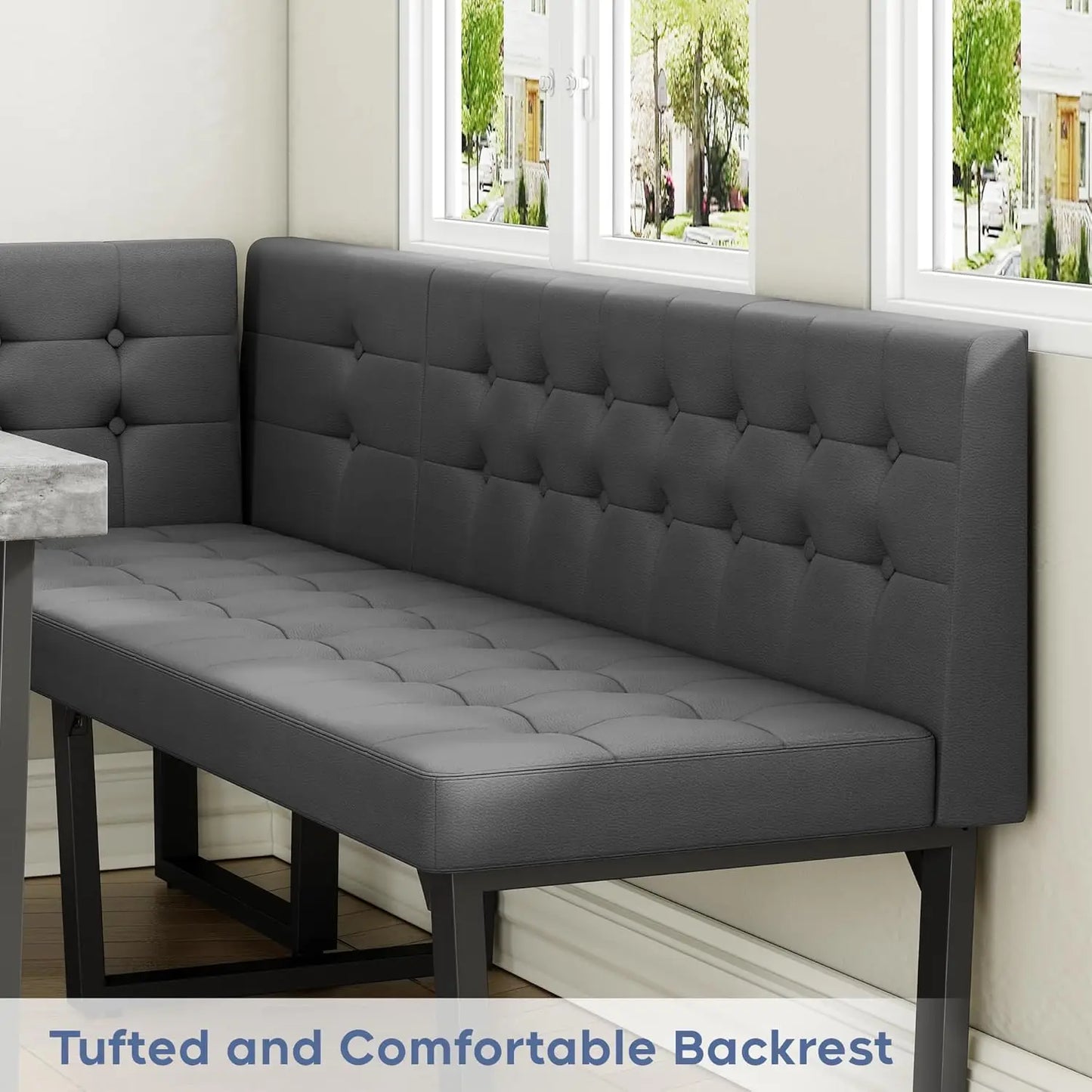 Modern Corner Dining Table Set, 5 Piece Set with Storage Bench