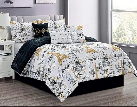 Queen Size Paris Comforter Set in a Bag