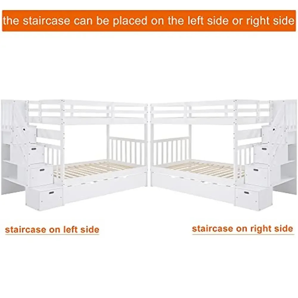 Solid Wood Twin Over Twin/Full Bunk Bed with Trundle Drawers