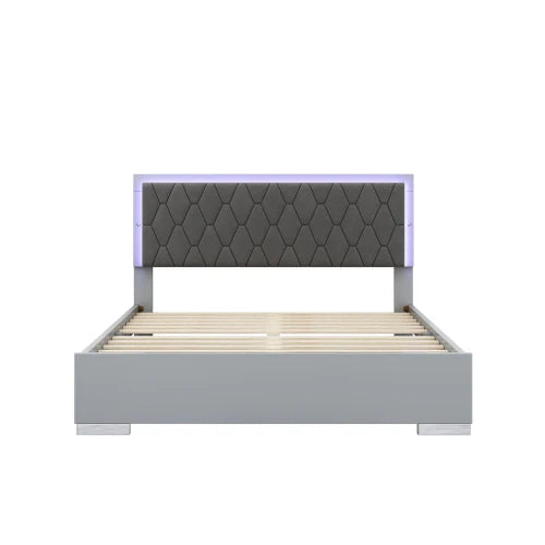 4-Piece Bedroom Sets Queen Size Upholstered Bed with LED Lights