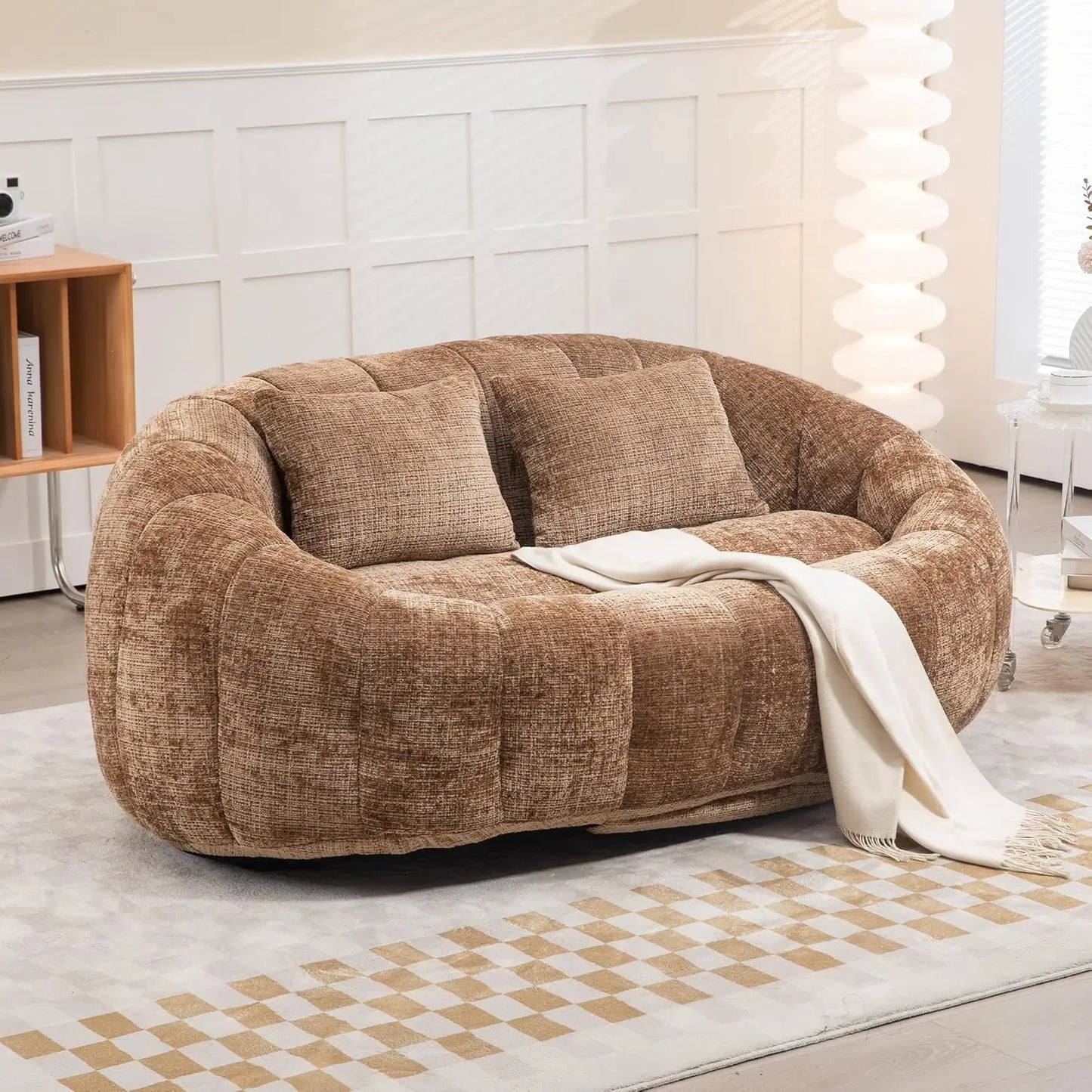 Bean Bag  Comfy Loveseat Sofa with 2 Pillows