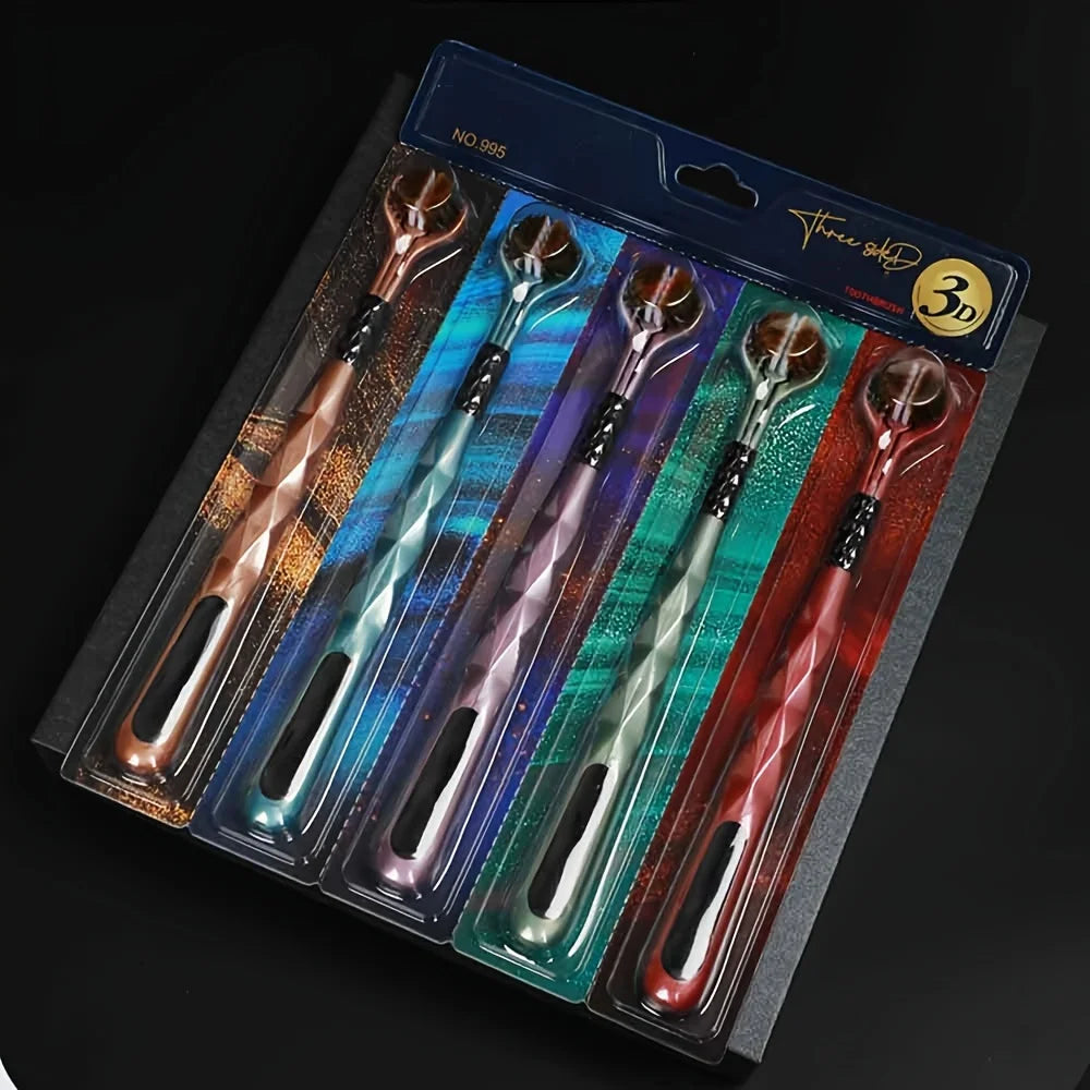 5-piece set of super soft adult three sided toothbrush