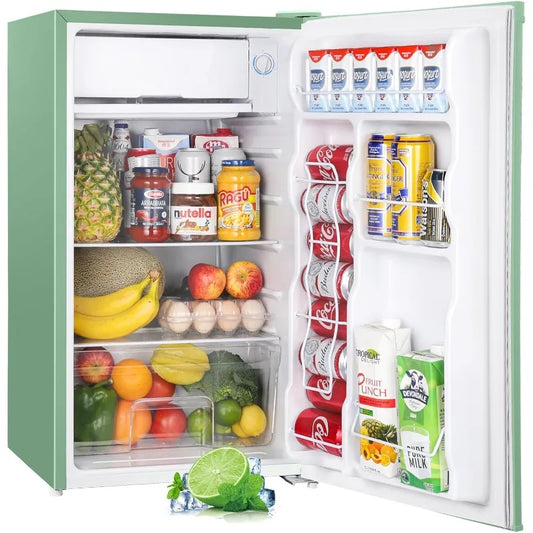 3.2 Cu.Ft Mini Fridge with Freezer, Single Door  Adjustable Thermostat