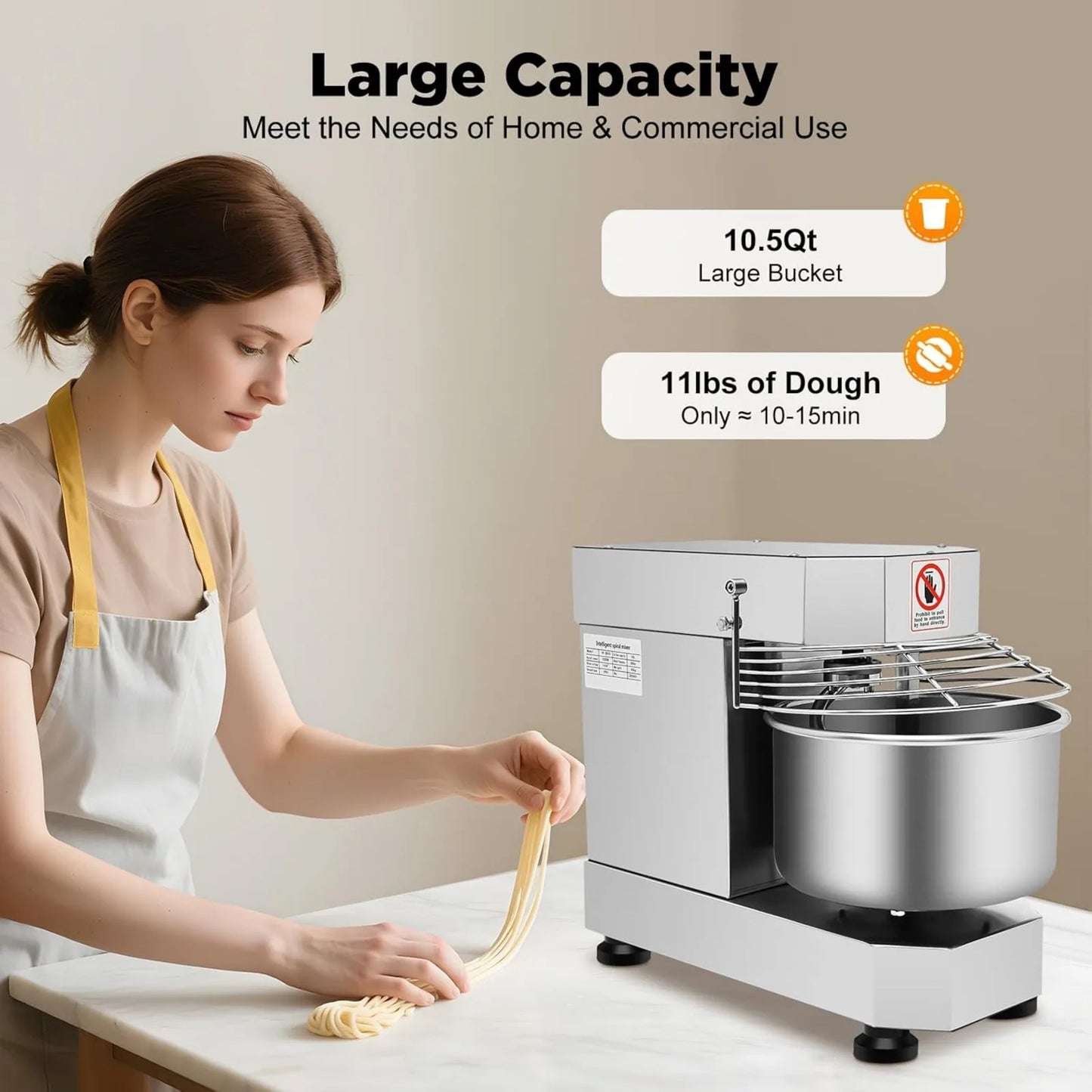 Heavy Duty Electric Food Mixer, Commercial, Adjustable, Dough Kneading Machine