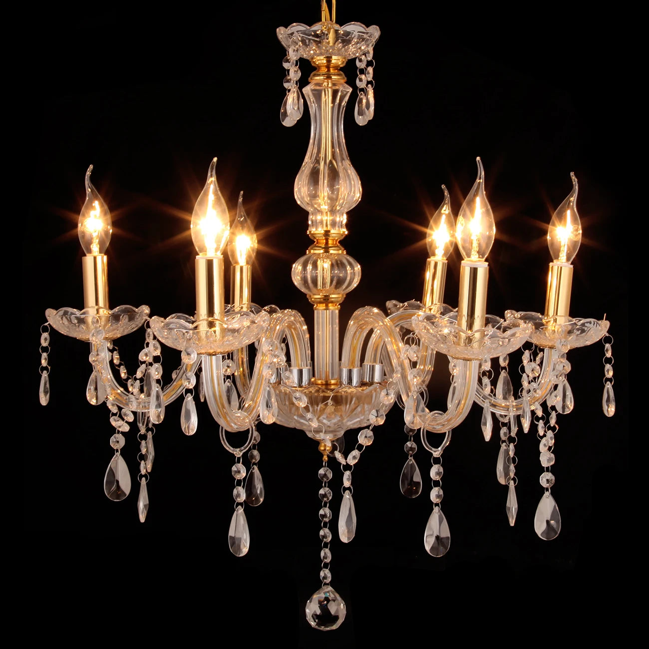 Classic 6 Lights Tassels Chandelier Crystal Modern Ceiling Light