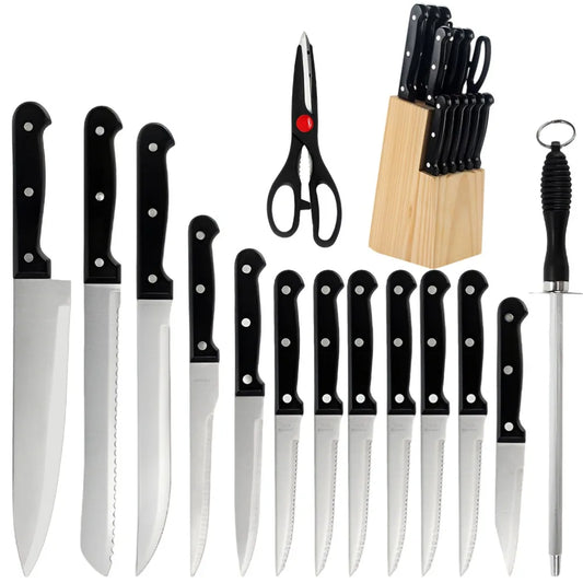 Full 15pcs Chef Knife Set Stainless Steel Kitchen Knives