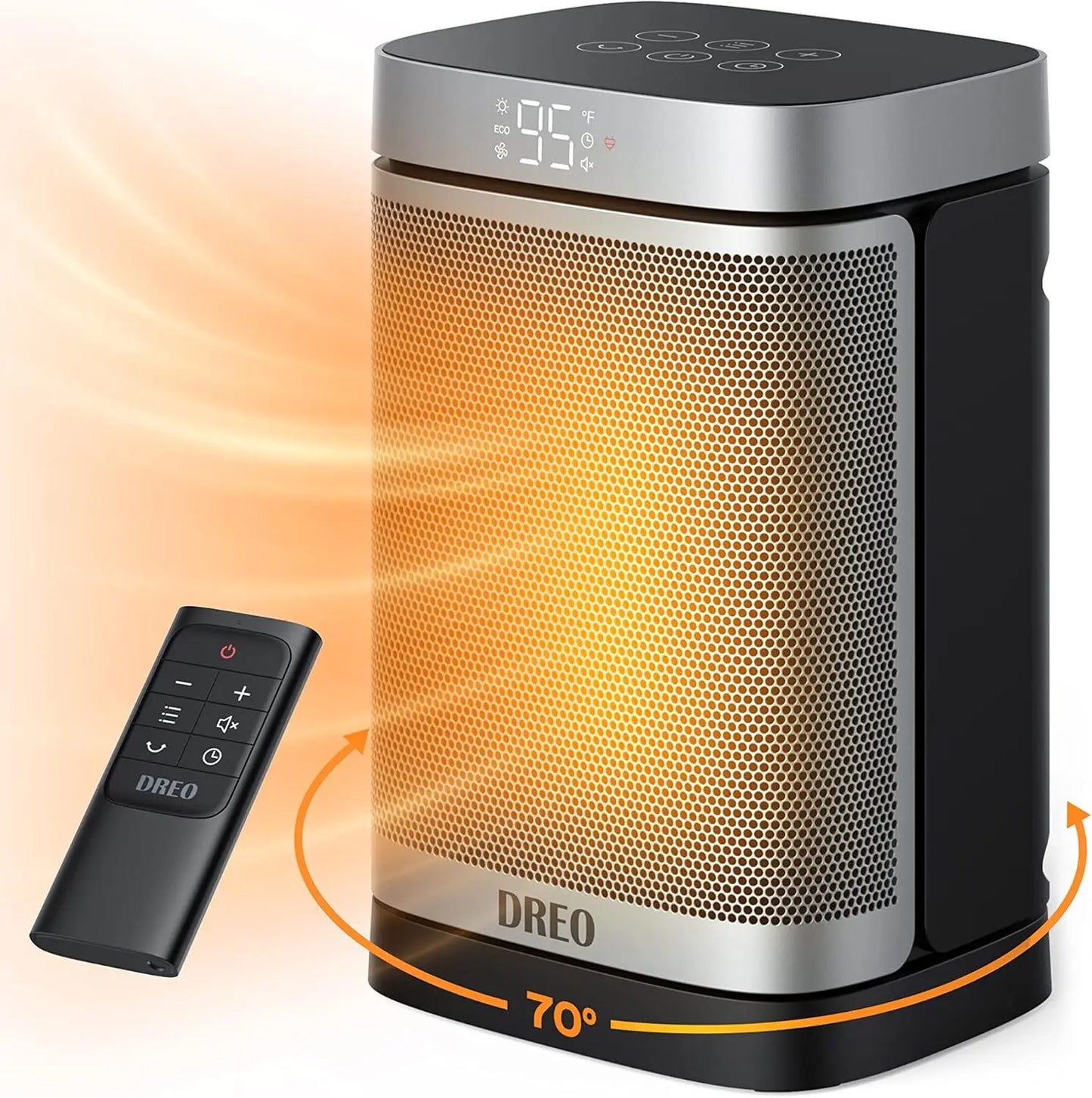 Space Heater with Remote, 70°Oscillating Electric Heaters with Digital Thermostat