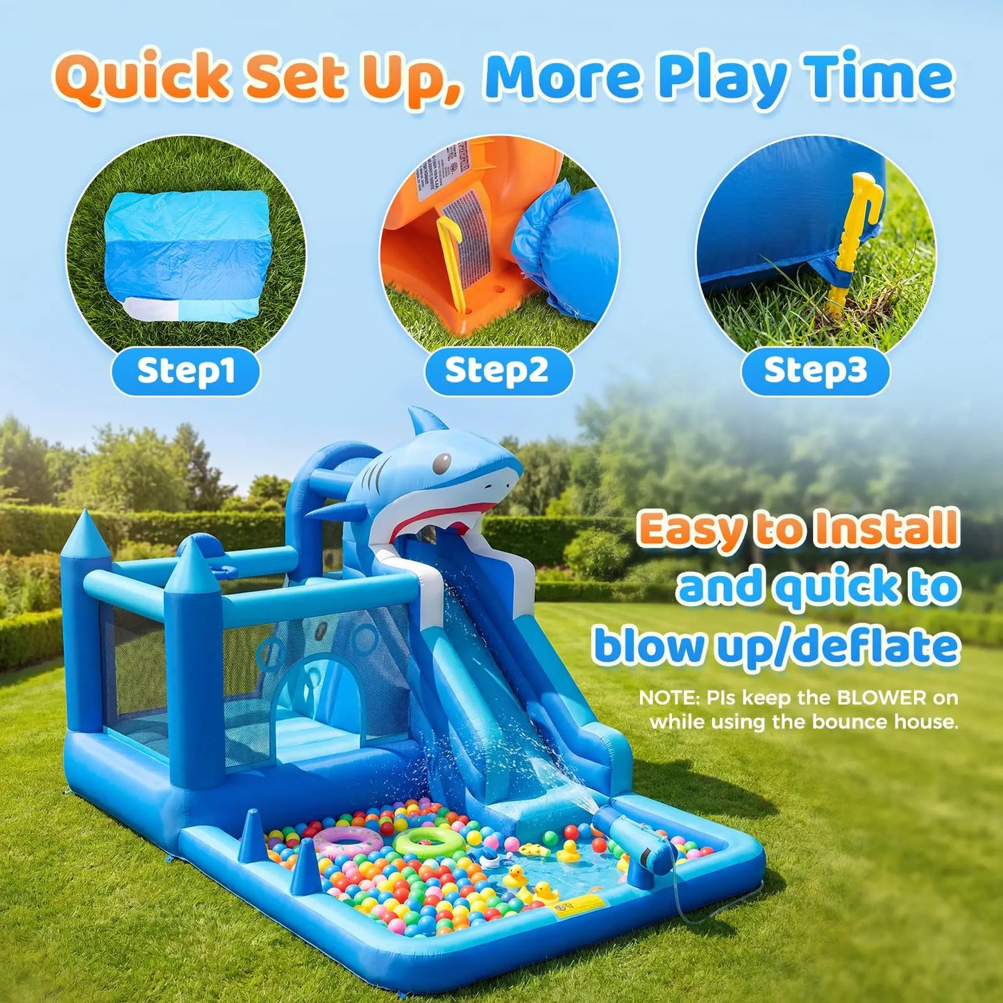 Bounce House With Slide & Blower, Splash Pool, Climbing Wall