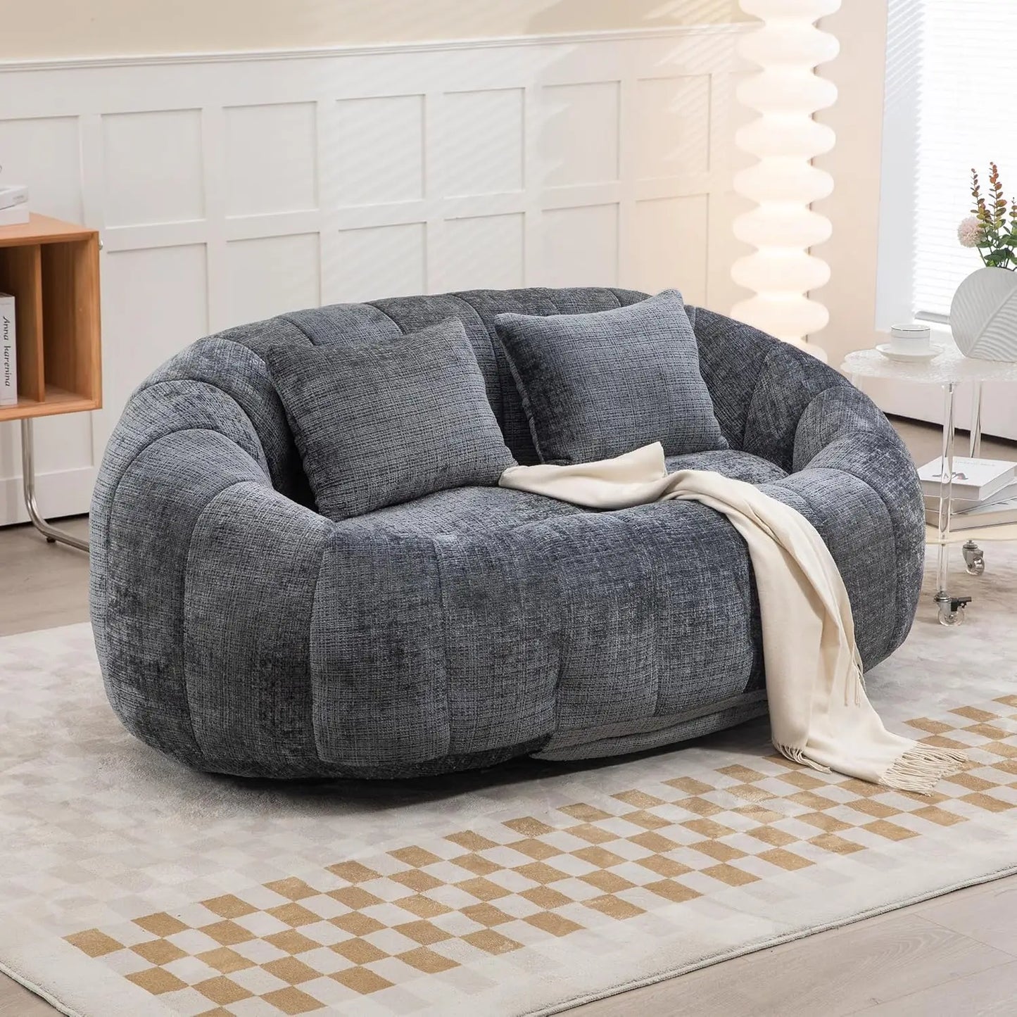 Bean Bag  Comfy Loveseat Sofa with 2 Pillows