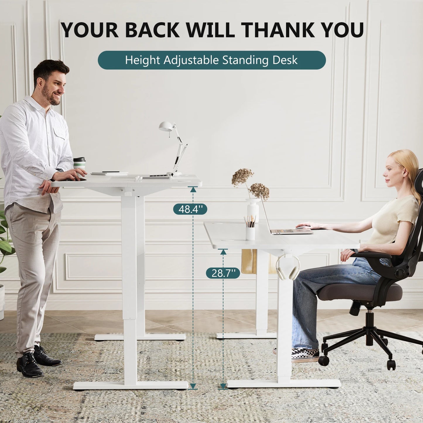 Electric Standing Desk  Height Adjustable Stand Up Sit Stand Computer Workstation