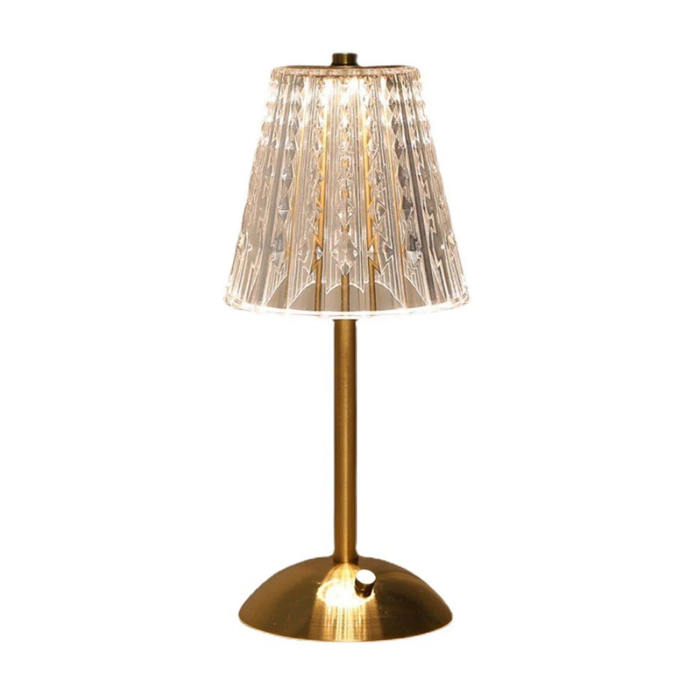 3 Colors LED Crystal Table Lamp Dimmable Rechargeable Wireless