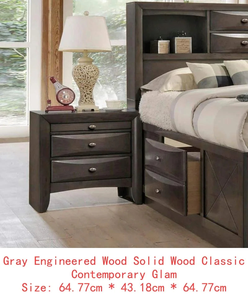 Contemporary Queen Bed with 2 Nightstands and Bookcase Headboard
