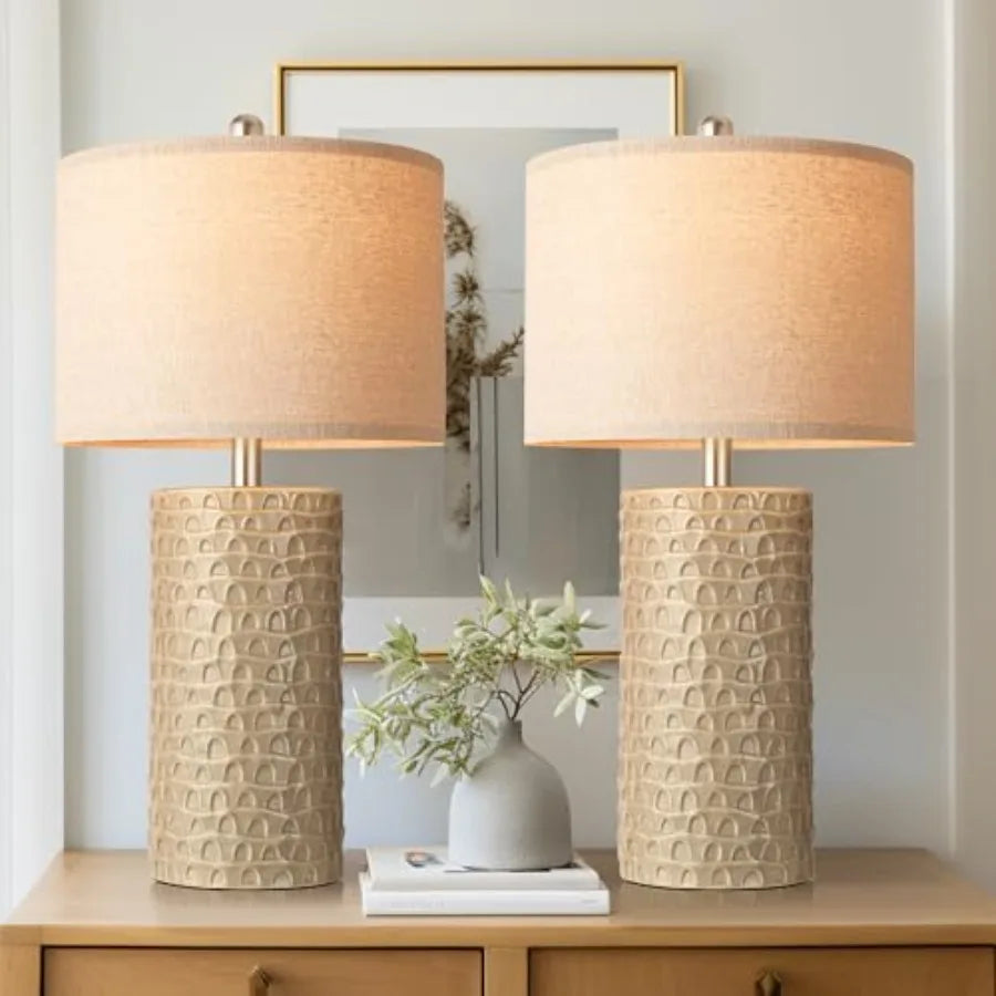 Ceramic, Set of 2, Rustic Farmhouse Bedside Lamps  for Bedroom