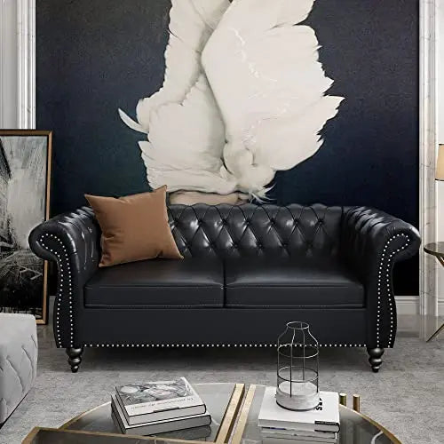 2pc Modern Tufted Sofa Set With Button & Nailhead Trim