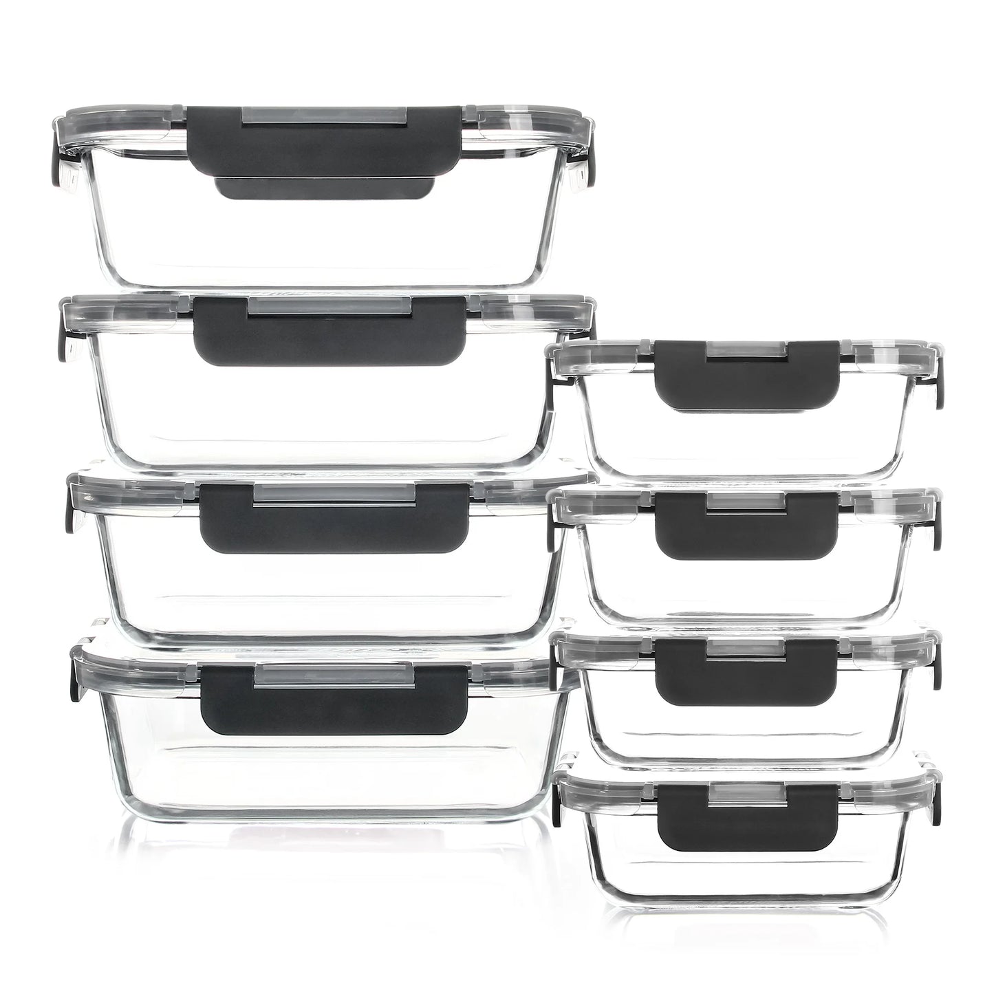8-Piece Glass Food Storage Containers Set, Microwave & Oven Safe