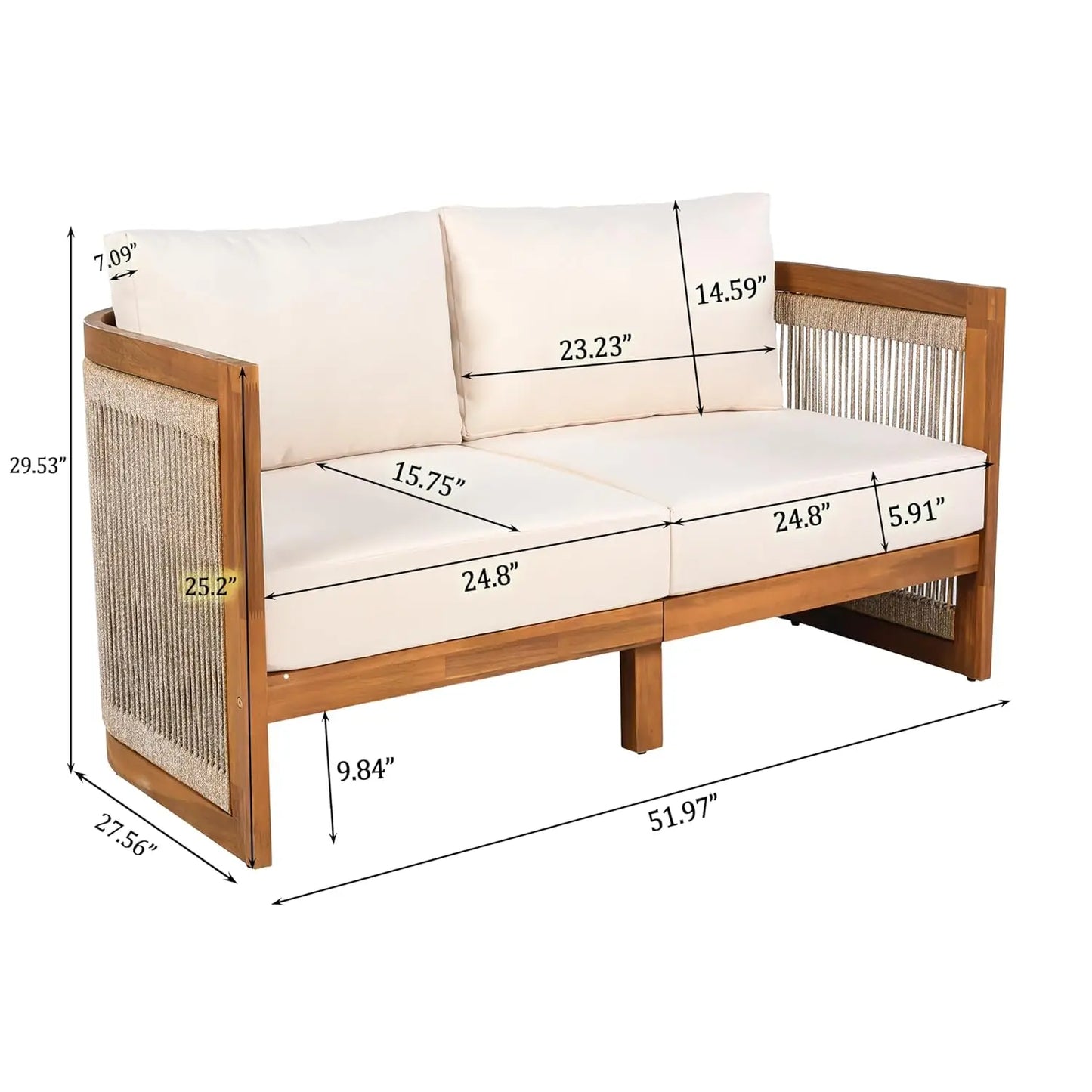 4-Piece Patio All-Weather Sectional Sofa Set w/ 2 Chairs