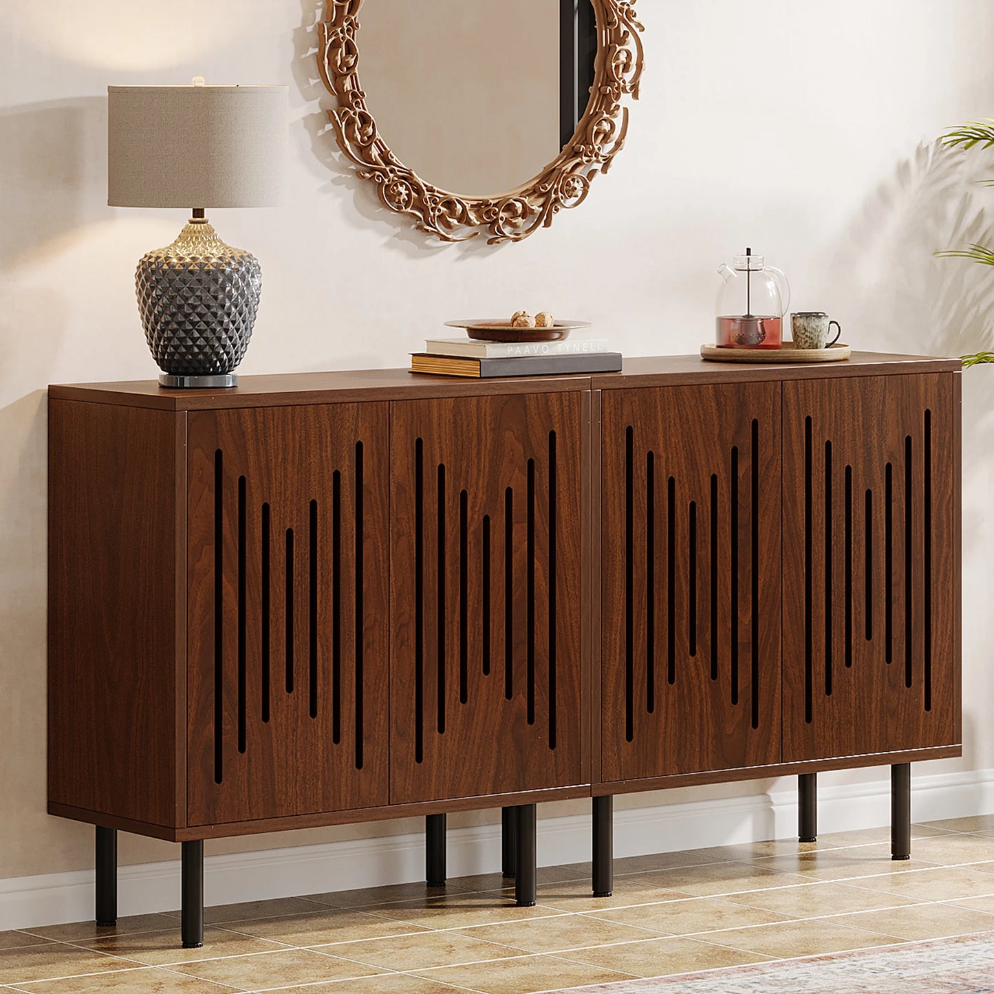 Vintage Sideboard Buffet with Storage, Farmhouse Cabinet with Doors