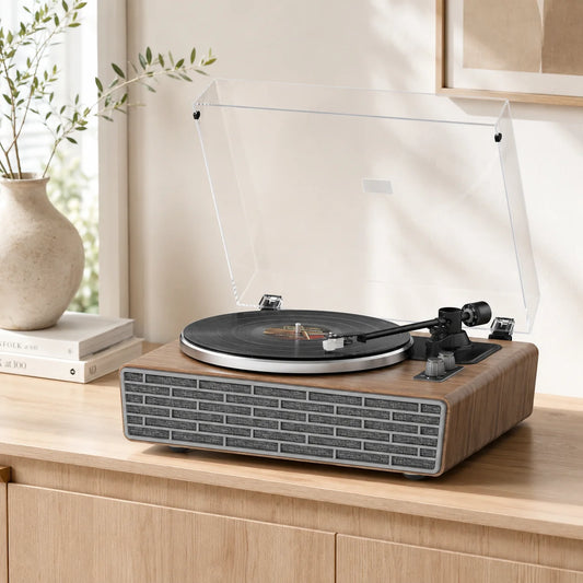 Vinyl Record Player with 4 Speakers and  2-Speed Turntable