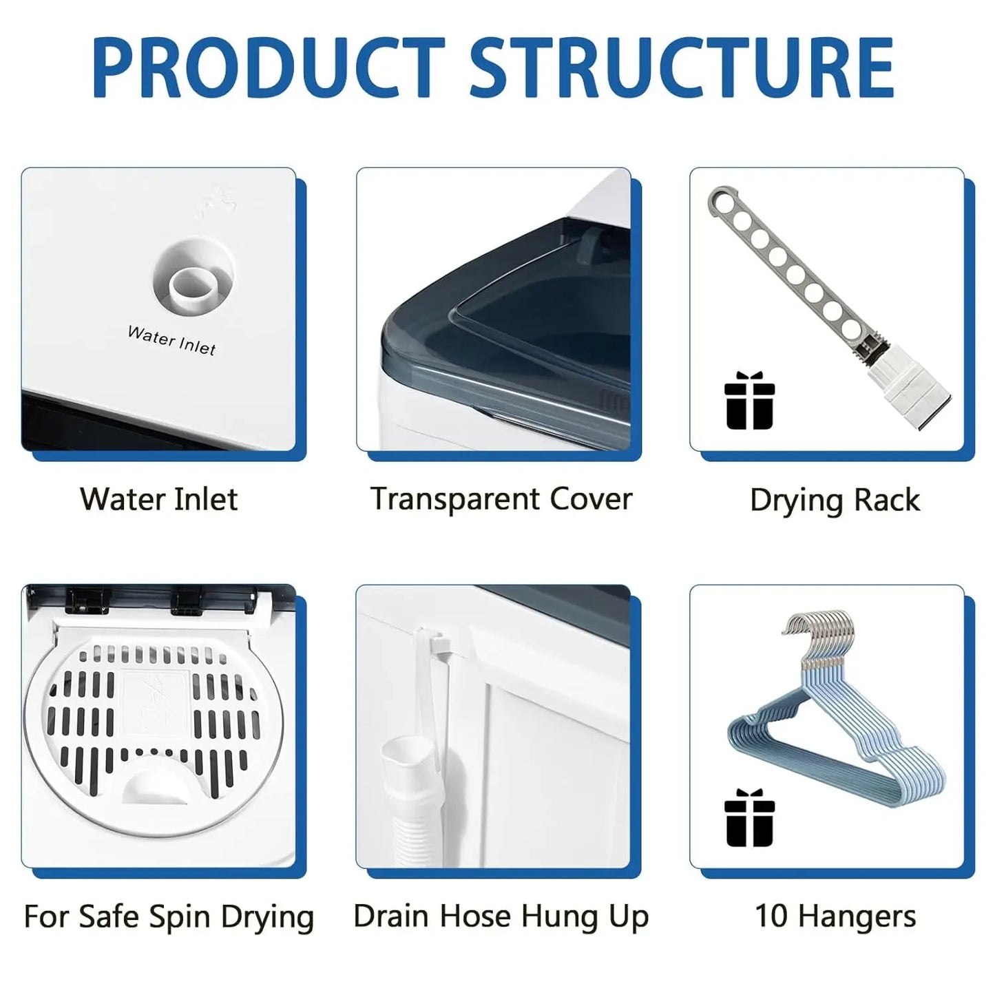 Portable Washer and Dryer Combo Set, 5 Drying Modes, 22 lbs