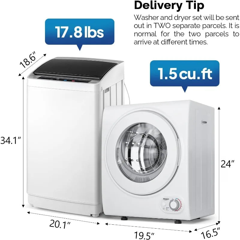 Full Automatic Washing Machine and Portable Clothes Dryer Set,
