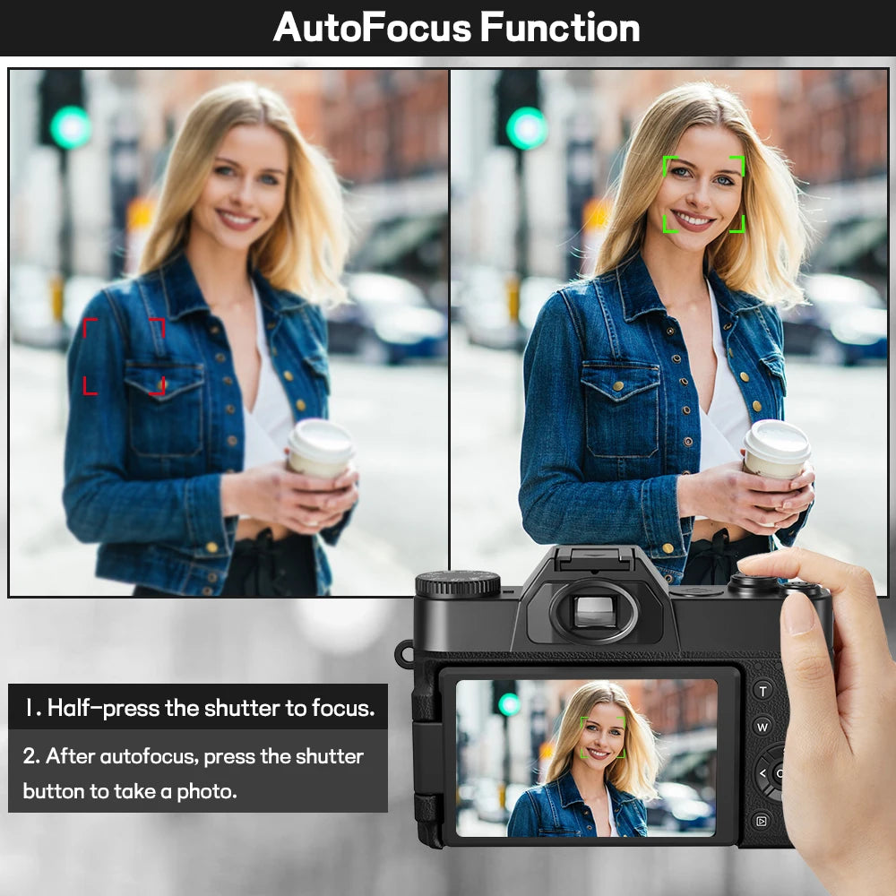 Compact Digital Photography Camera WIFI  Flip Screen Wide Angle Lens