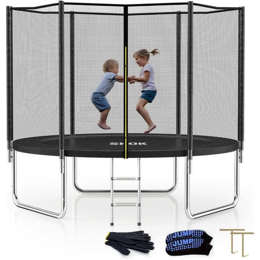8FT Trampolines with Enclosure Net with Basketball Hoop-ASTM Approved