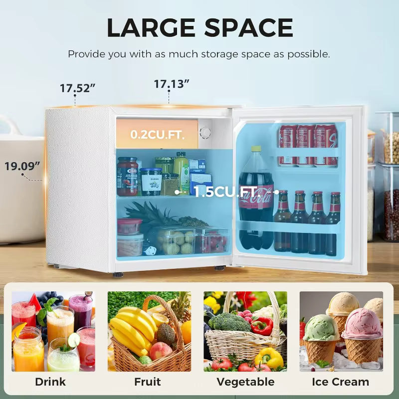 Mini Fridge Compact Refrigerator with Freezer, Single Reversible Door