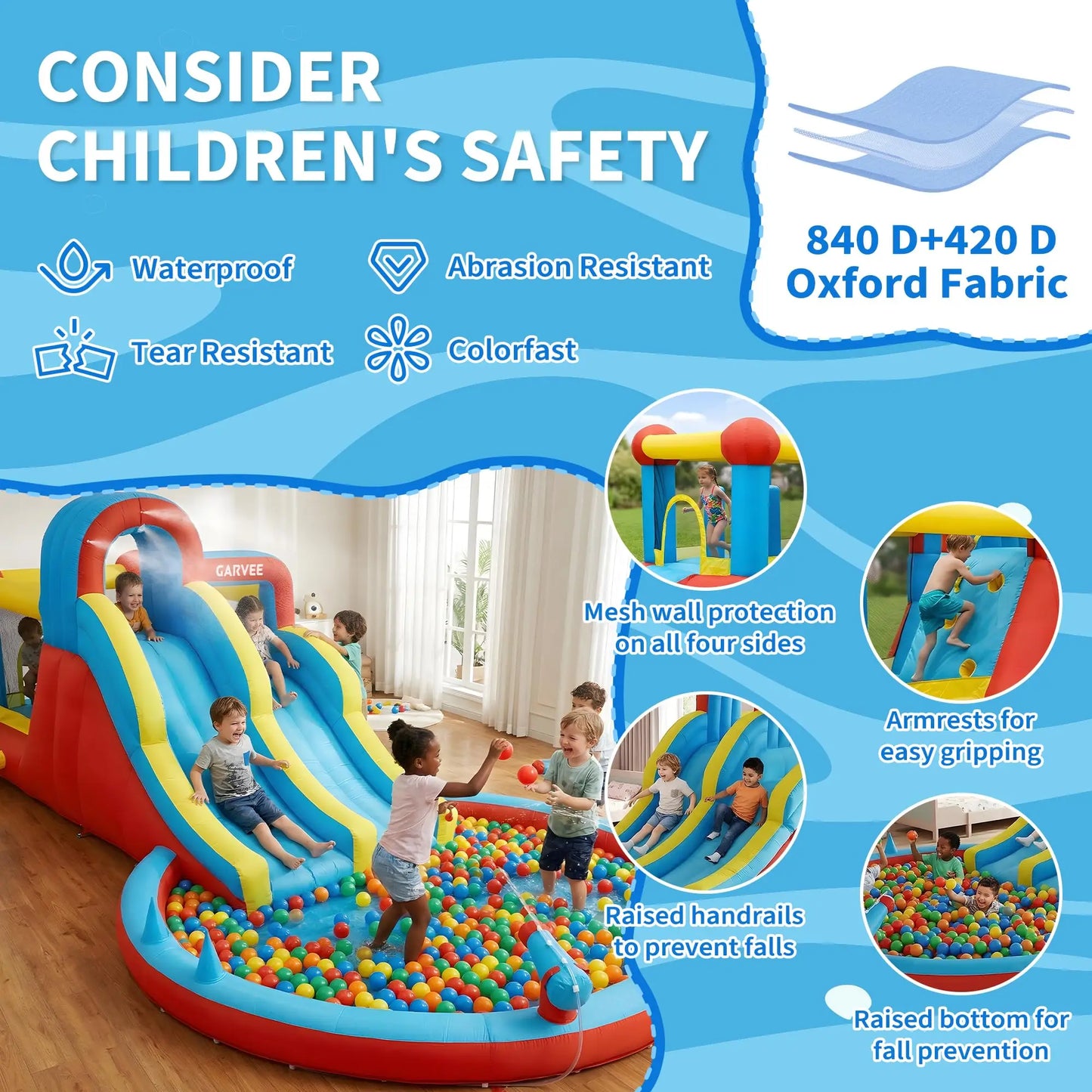 Inflatable Water Park Bounce House With Double Slides & Pool