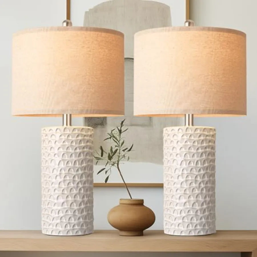 Ceramic, Set of 2, Rustic Farmhouse Bedside Lamps  for Bedroom
