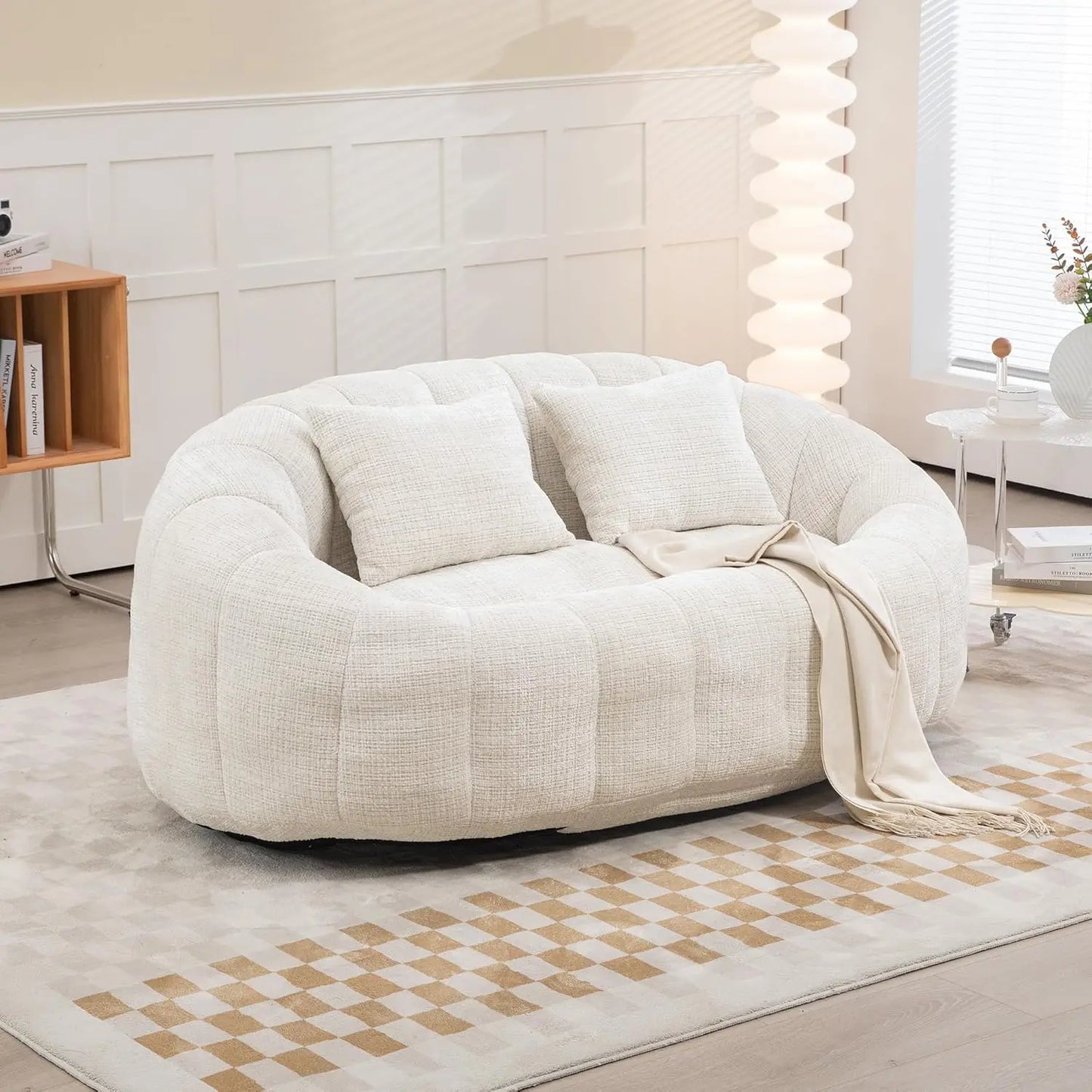 Bean Bag  Comfy Loveseat Sofa with 2 Pillows