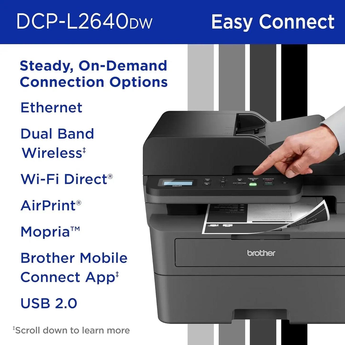 Wireless Compact Monochrome Multi-Function Laser Printer with Copy and Scan