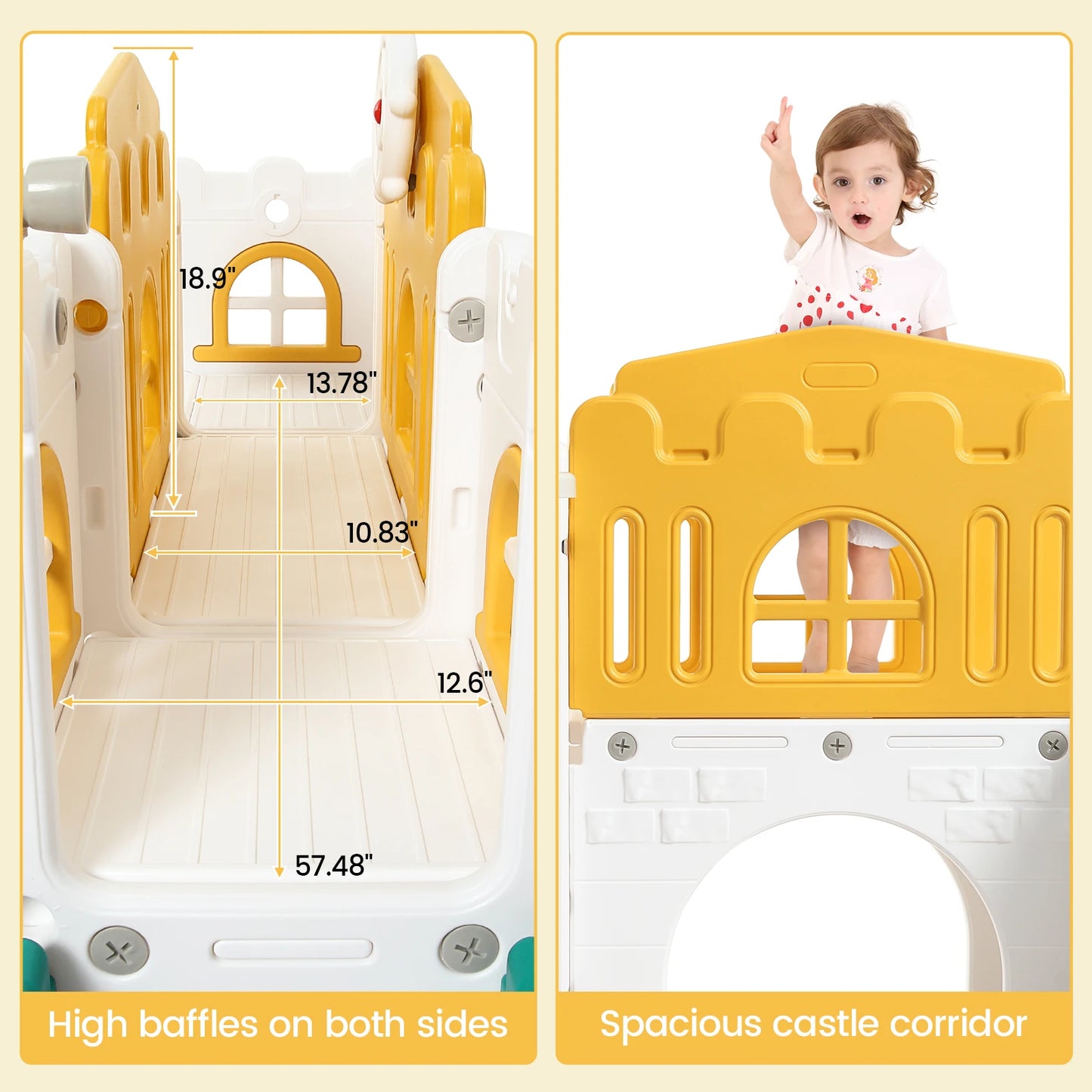 8 in 1 Toddler Slide Indoor Playground  with Basketball Hoop