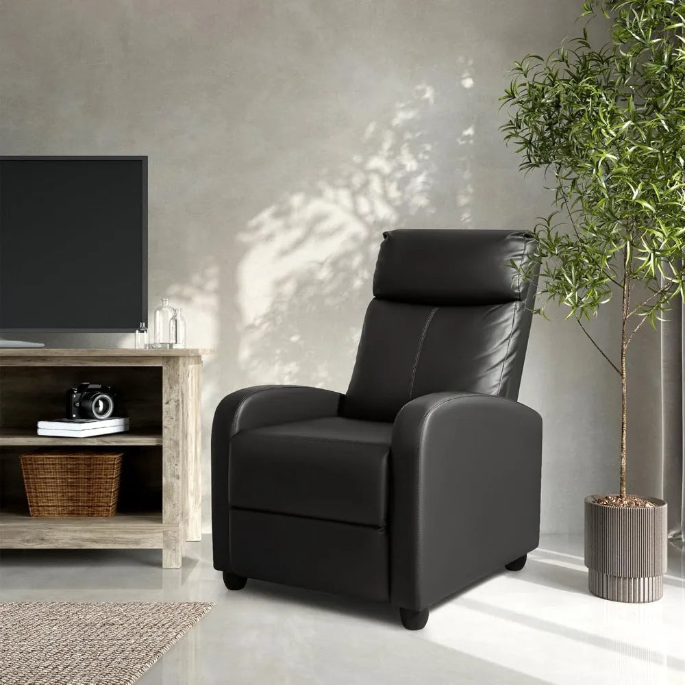 Modern Recliner Chair Padded Seat PU Leather for Living Room