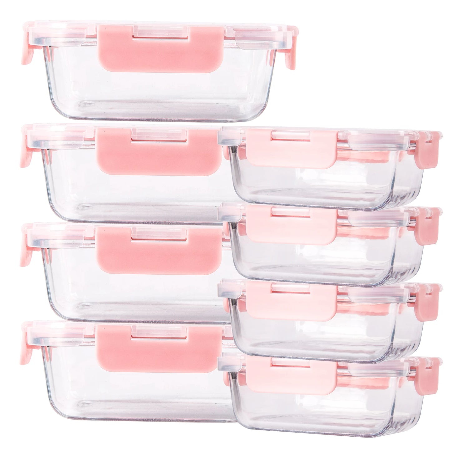 8-Piece Glass Food Storage Containers Set, Microwave & Oven Safe