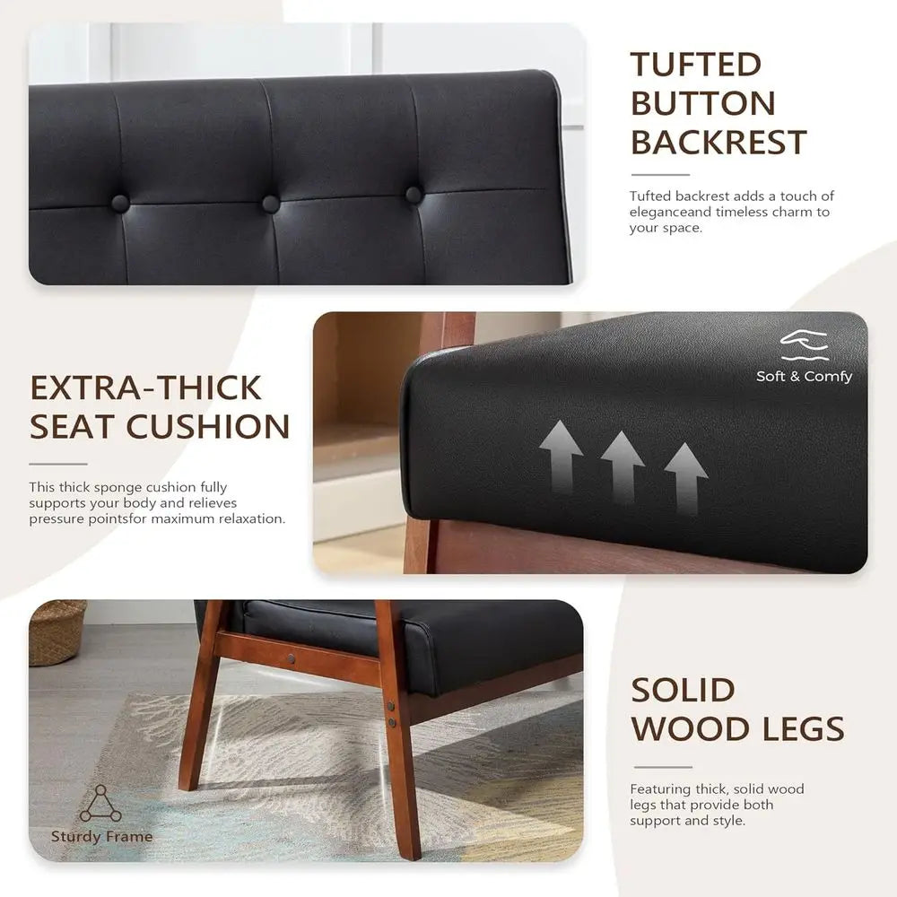 1 Loveseat Sofa and 2 Accent Chairs Set  Wood Arms