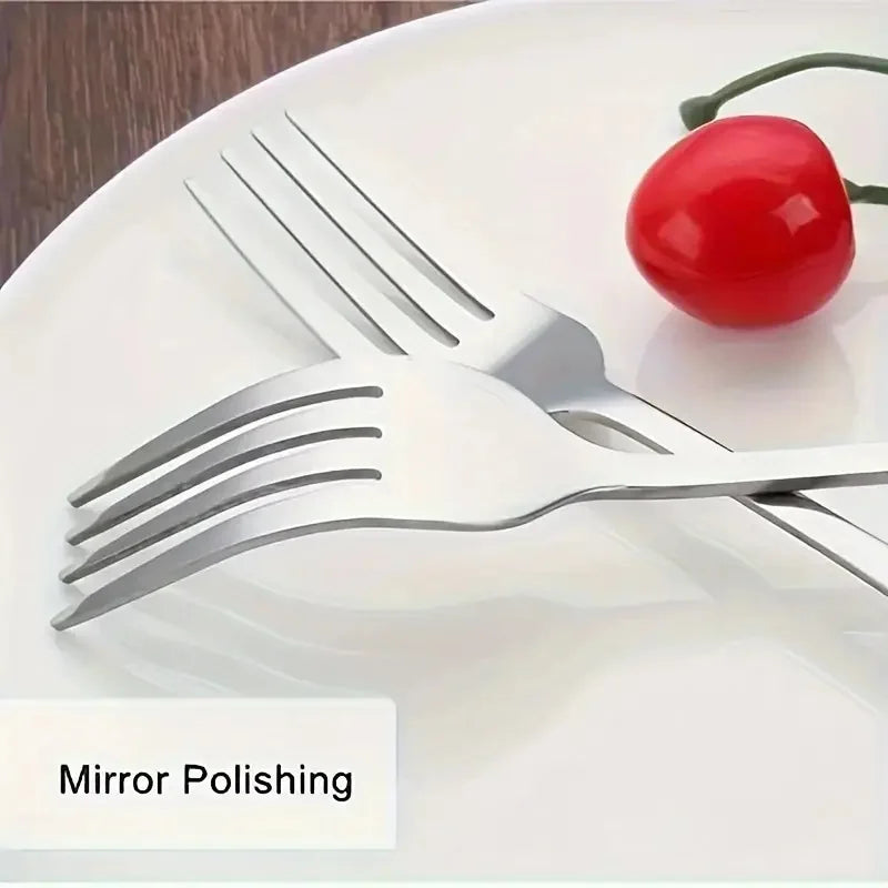 12 Piece Stainless Steel Fork Mirror Finish, Machine Washable, Suitable for Salads and Desserts, Kitchen, Dining, Tea Party