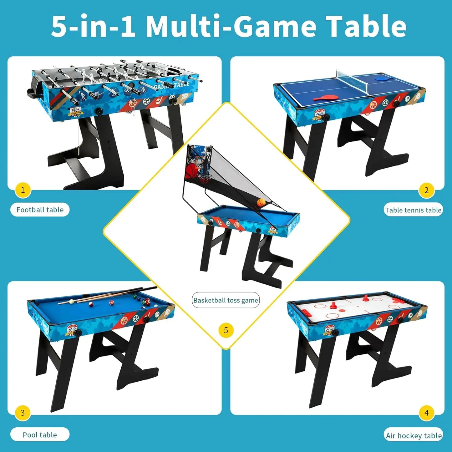5-in-1 multifunctional play table set for children: